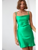 Green satin dress FG645